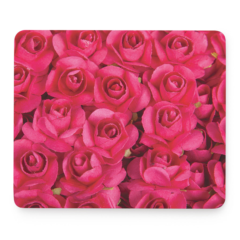 Hot Pink Rose Print Mouse Pad