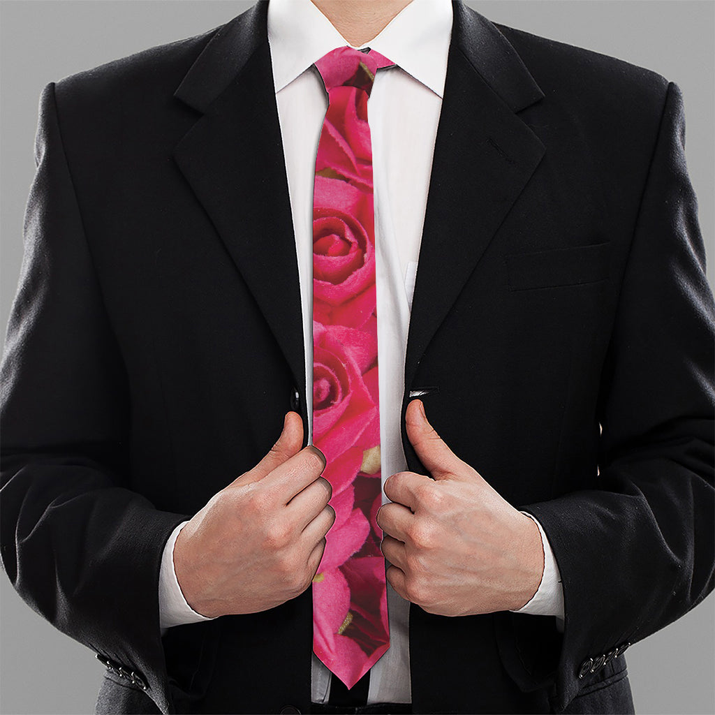 Hot Pink Rose Print Necktie