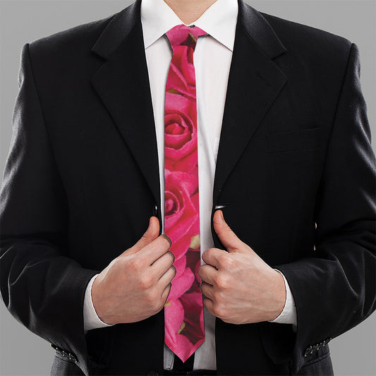 Hot Pink Rose Print Necktie