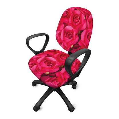 Hot Pink Rose Print Office Chair Cover