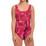 Hot Pink Rose Print One Piece Swimsuit