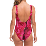 Hot Pink Rose Print One Piece Swimsuit