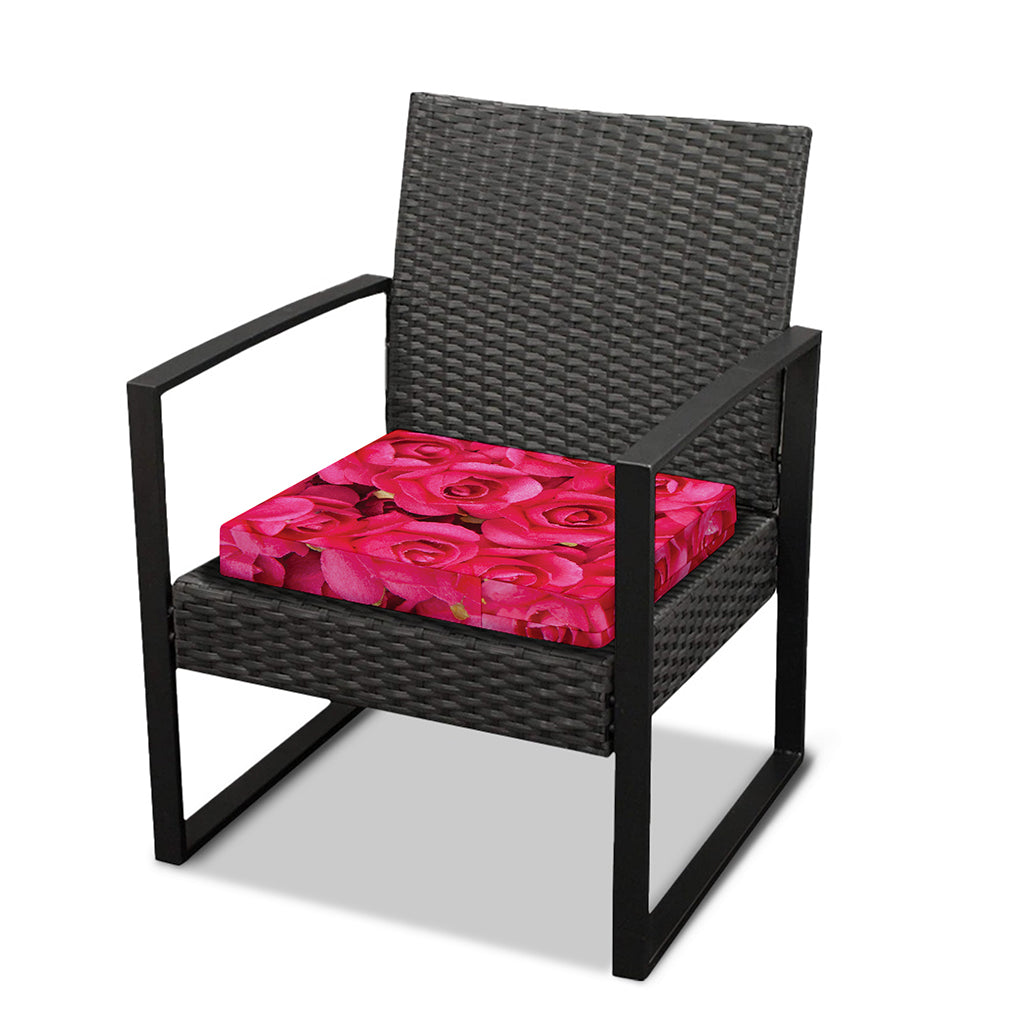 Hot Pink Rose Print Outdoor Seat Cushion Cover