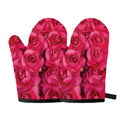Hot Pink Rose Print Oven Mitts