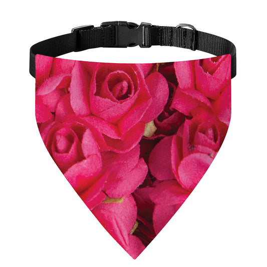 Hot Pink Rose Print Over The Collar Dog Bandana