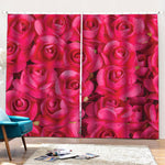 Hot Pink Rose Print Pencil Pleat Curtains