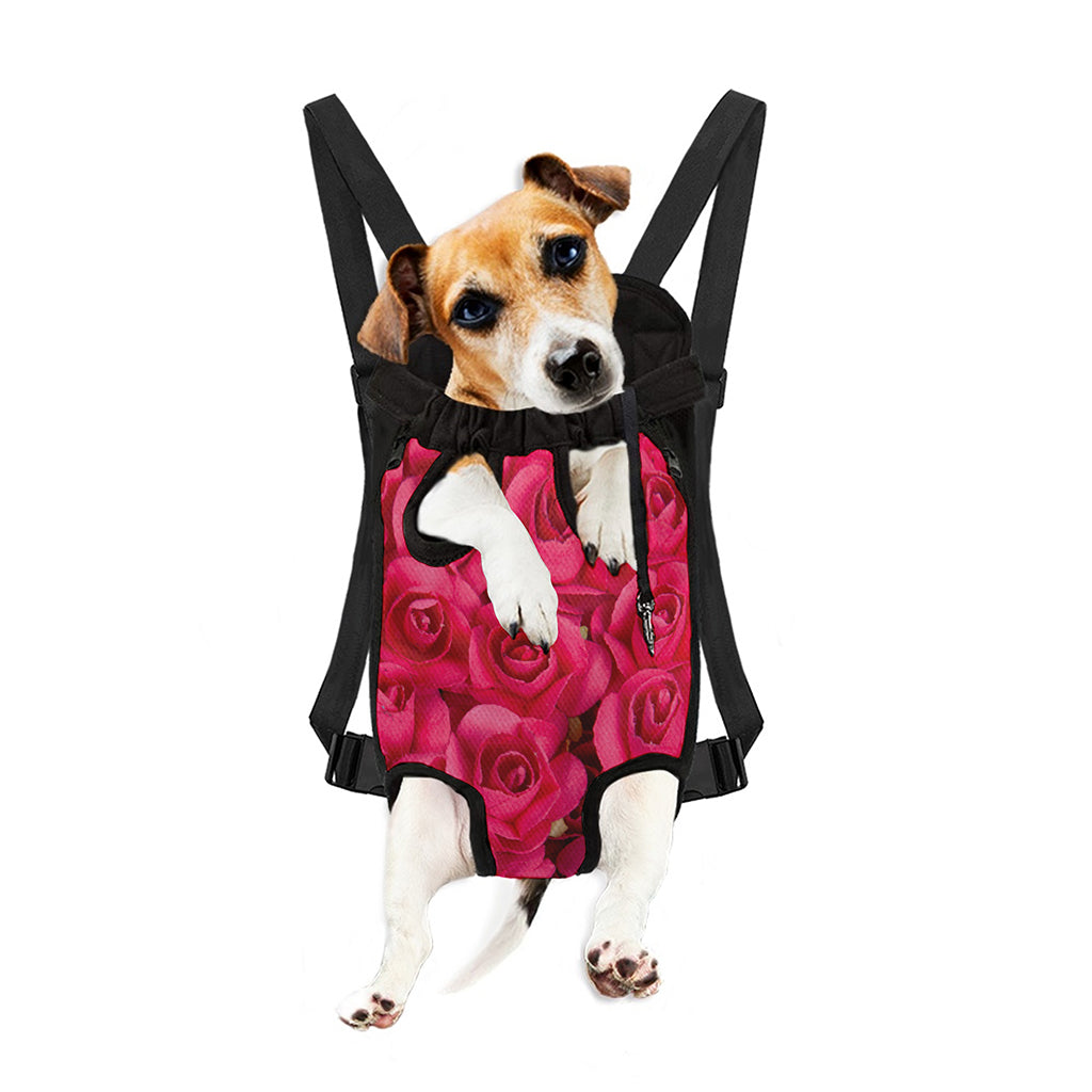 Hot Pink Rose Print Pet Carrier Backpack