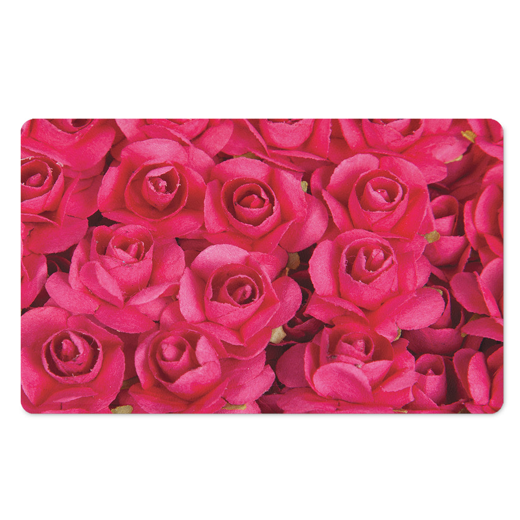Hot Pink Rose Print Polyester Doormat