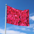 Hot Pink Rose Print Polyester Flag
