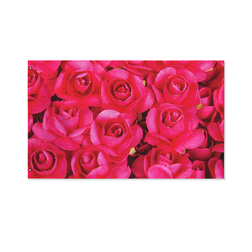 Hot Pink Rose Print Polyester Flag