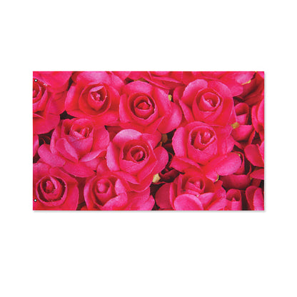 Hot Pink Rose Print Polyester Flag