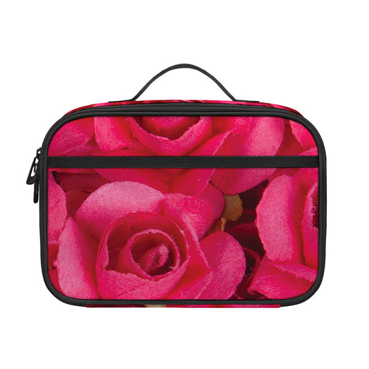 Hot Pink Rose Print Portable Lunch Bag
