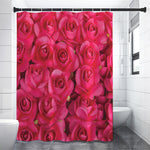 Hot Pink Rose Print Premium Shower Curtain