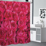 Hot Pink Rose Print Premium Shower Curtain