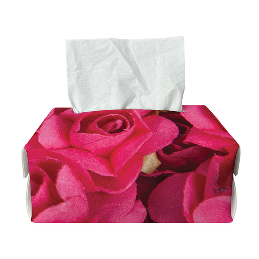 Hot Pink Rose Print Rectangle Tissue Box Cover