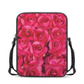 Hot Pink Rose Print Rectangular Crossbody Bag