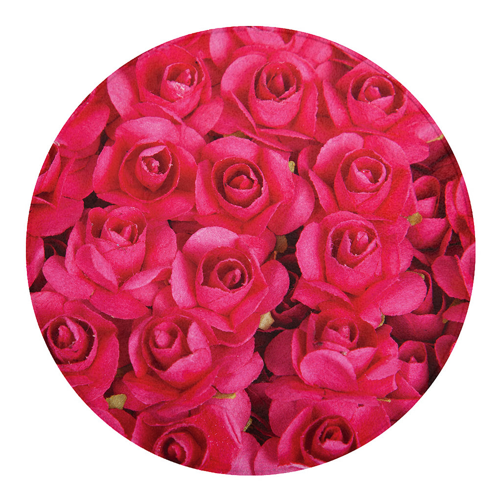 Hot Pink Rose Print Round Blanket