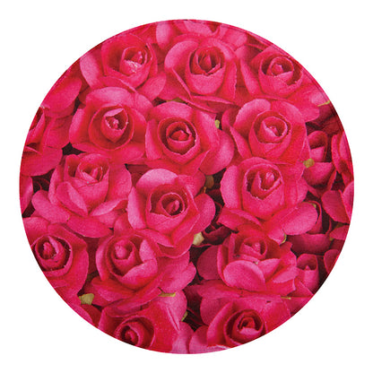 Hot Pink Rose Print Round Blanket