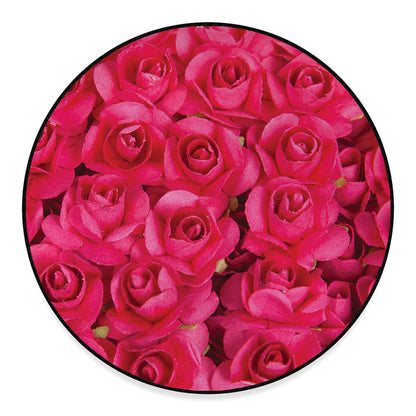 Hot Pink Rose Print Round Floor Mat