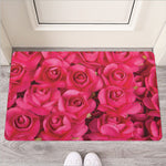 Hot Pink Rose Print Rubber Doormat