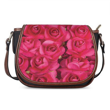 Hot Pink Rose Print Saddle Bag