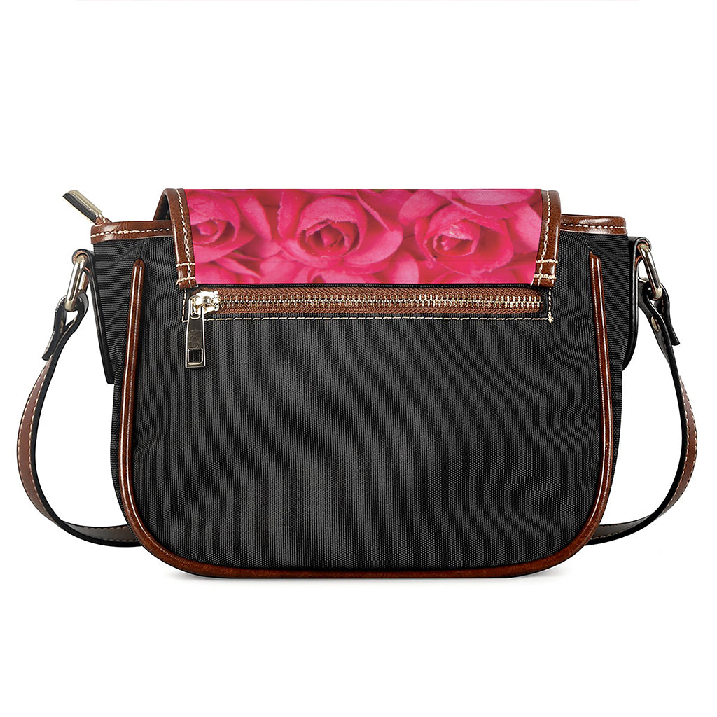 Hot Pink Rose Print Saddle Bag