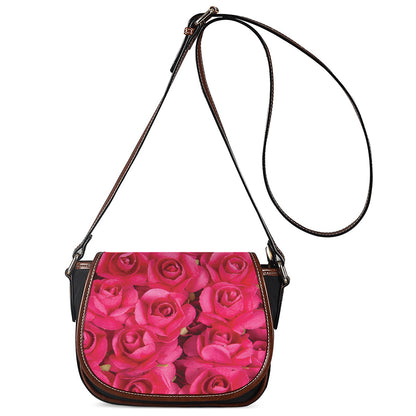 Hot Pink Rose Print Saddle Bag