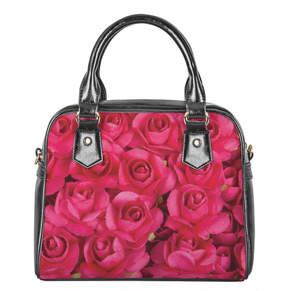 Hot Pink Rose Print Shoulder Handbag