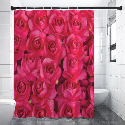 Hot Pink Rose Print Shower Curtain