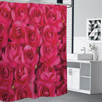 Hot Pink Rose Print Shower Curtain