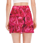 Hot Pink Rose Print Side Slit Mini Skirt