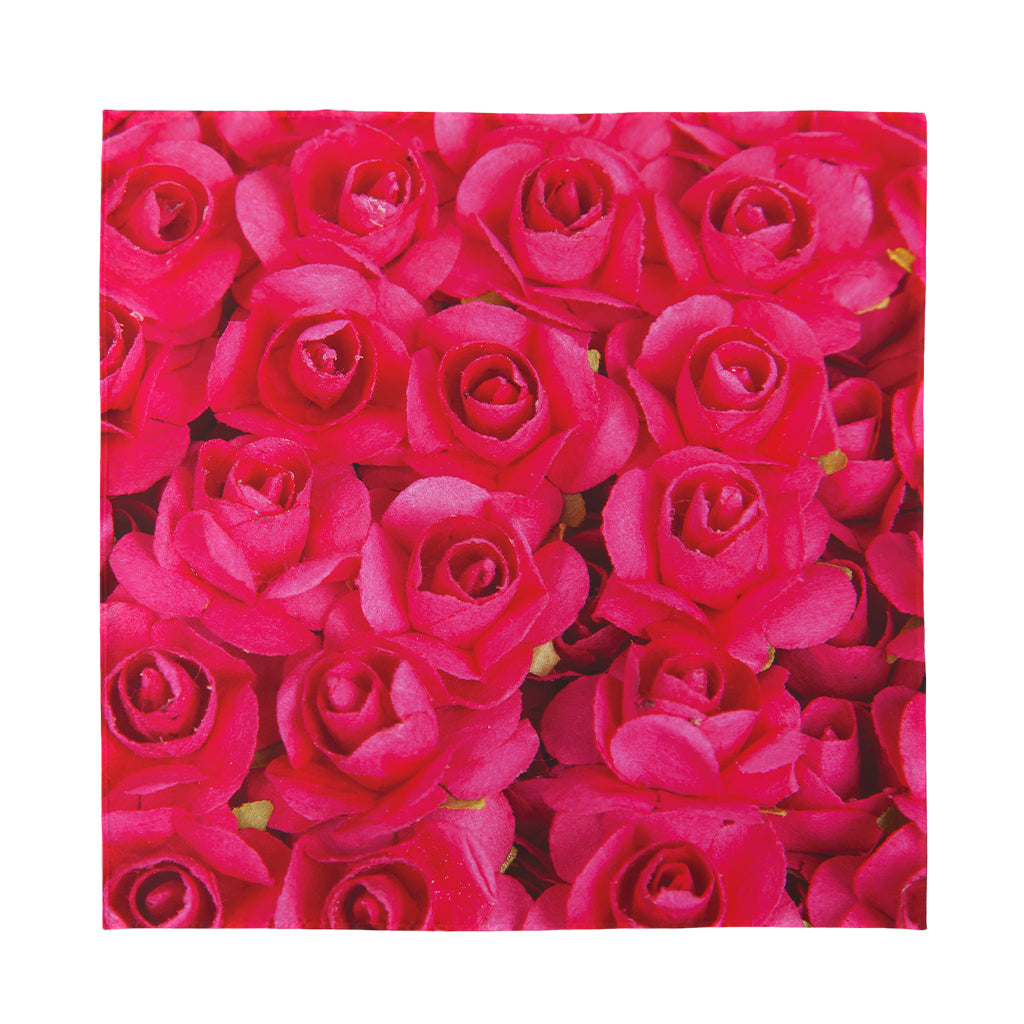 Hot Pink Rose Print Silk Bandana