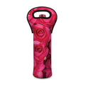 Hot Pink Rose Print Single Neoprene Wine Tote