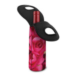Hot Pink Rose Print Single Neoprene Wine Tote