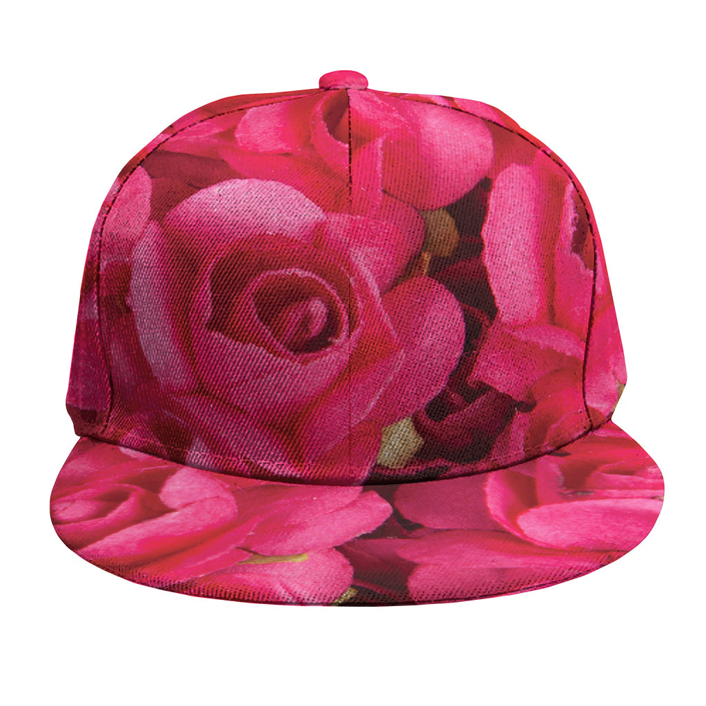 Hot Pink Rose Print Snapback Cap