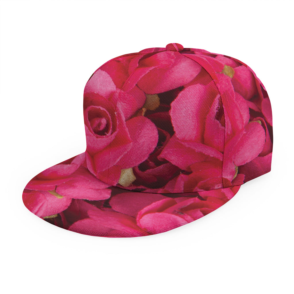 Hot Pink Rose Print Snapback Cap