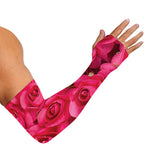 Hot Pink Rose Print Sun Protection Arm Sleeves