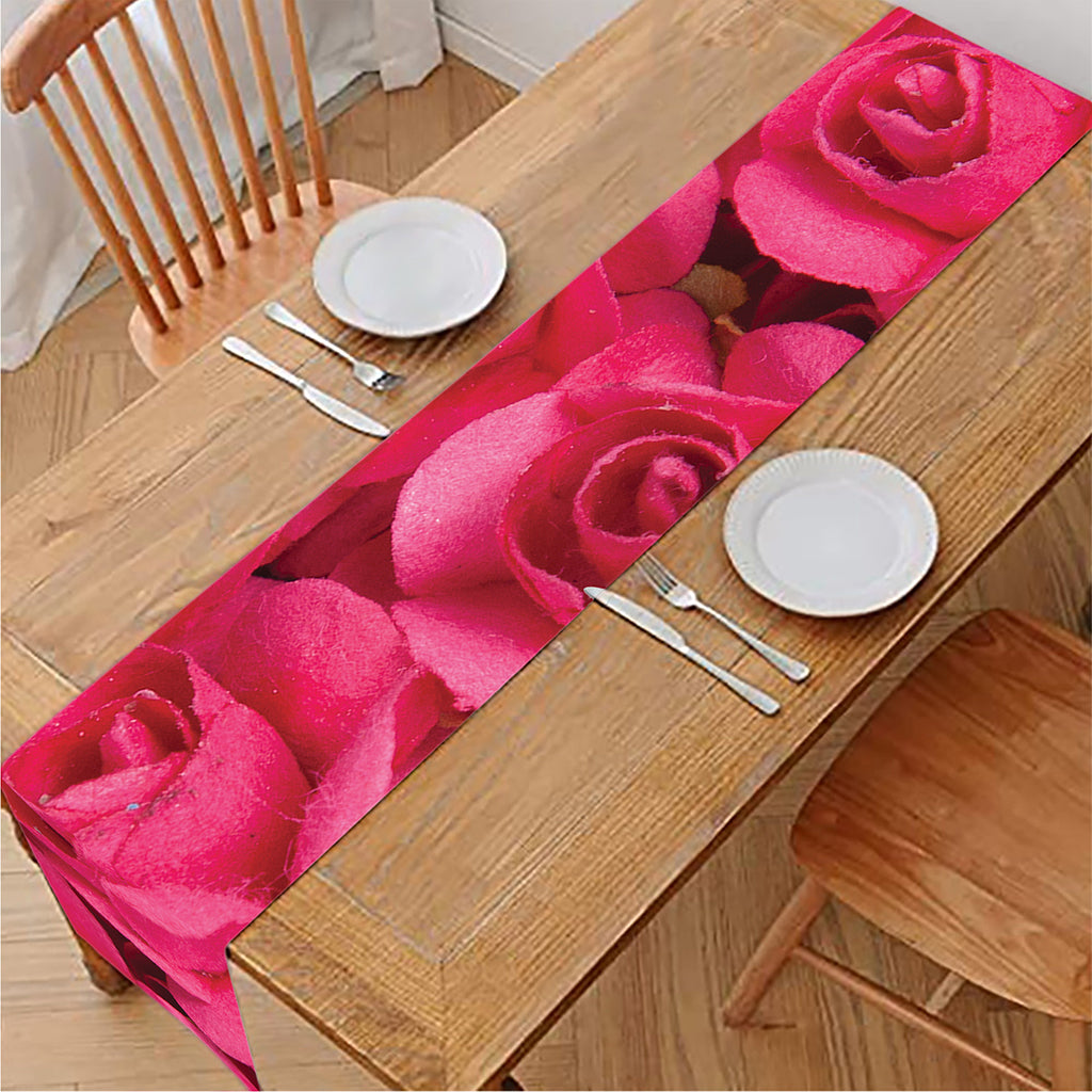 Hot Pink Rose Print Table Runner