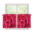 Hot Pink Rose Print Tier Curtains