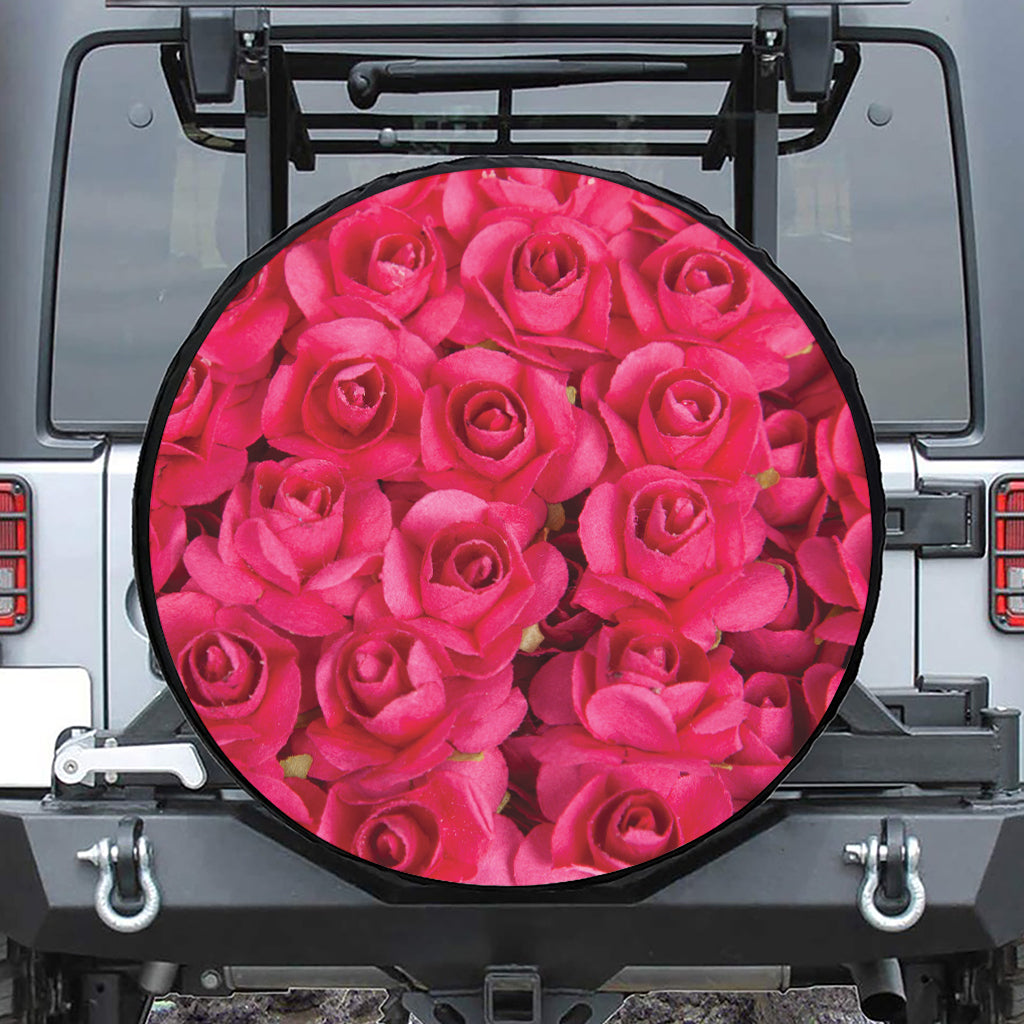 Hot Pink Rose Print Tire Cover