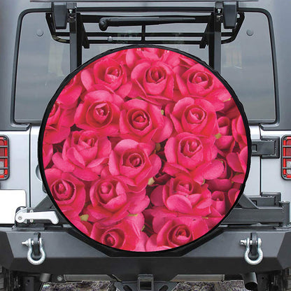 Hot Pink Rose Print Tire Cover