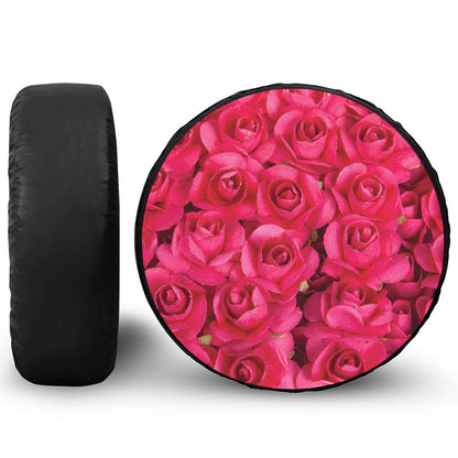 Hot Pink Rose Print Tire Cover