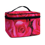 Hot Pink Rose Print Travel Makeup Bag