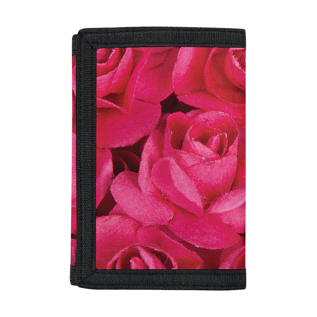 Hot Pink Rose Print Trifold Wallet