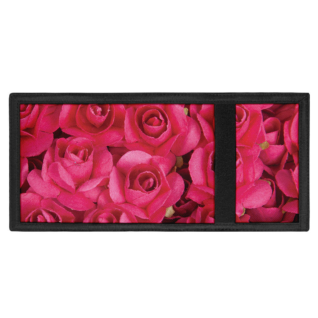 Hot Pink Rose Print Trifold Wallet