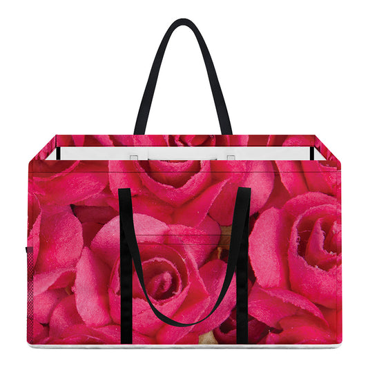 Hot Pink Rose Print Utility Tote Bag