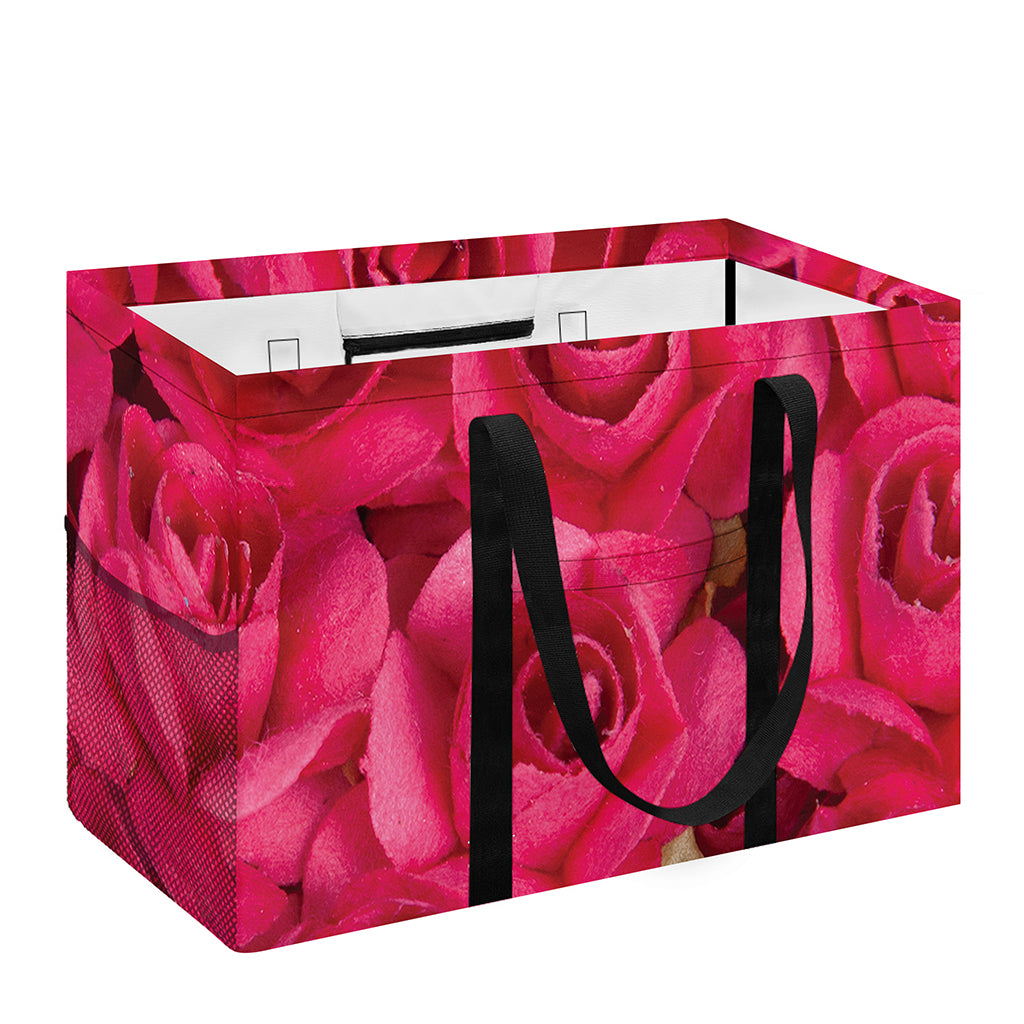 Hot Pink Rose Print Utility Tote Bag