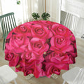 Hot Pink Rose Print Waterproof Round Tablecloth