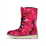 Hot Pink Rose Print Winter Boots