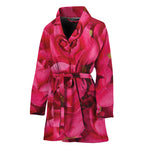 Hot Pink Rose Print Women's Bathrobe